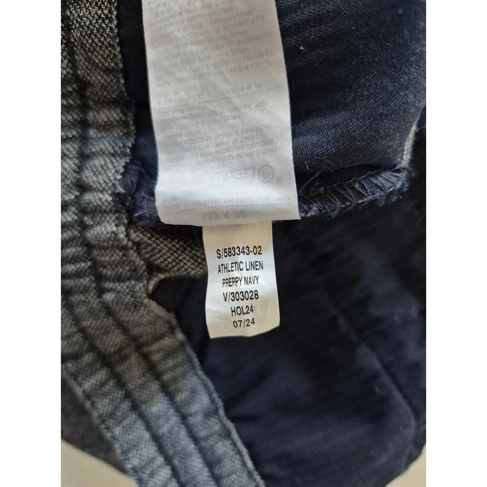 Banana Republic Athletic Fit Linen Cotton Pants Navy Blue Mens 32x32 S/583343-02